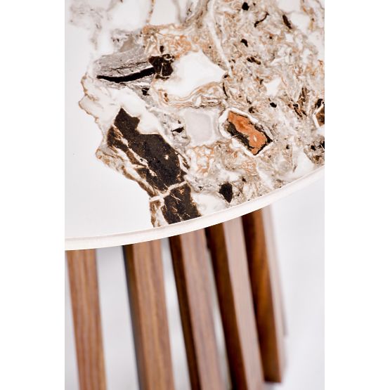 CARINA_S konferenční stolek béžový mramor / ořech (2p=1ks)