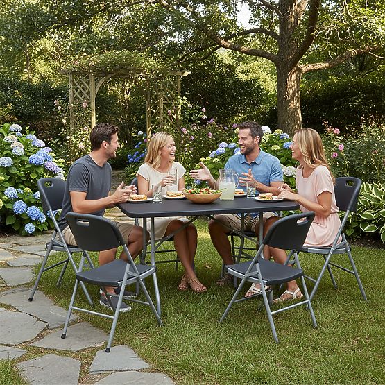 Cateringová sada FETA BLACK 180 cm + 6 židlí BLACK