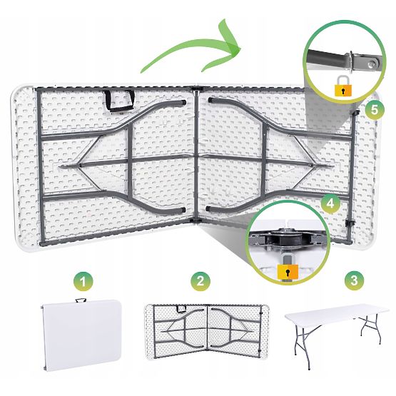 Cateringová sada FETA WHITE 180 cm + 6 židlí BASICO