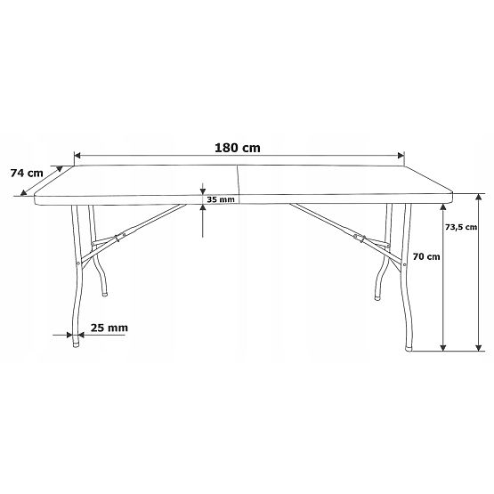 Cateringová sada FETA WHITE 180 cm + 6 židlí BASICO