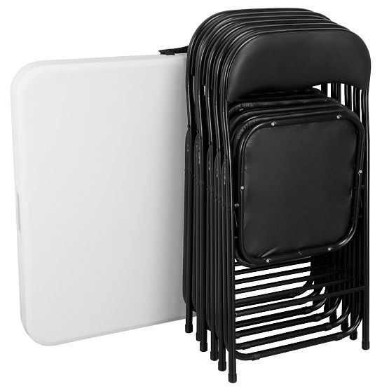 Cateringová sada FETA WHITE 180 cm + 6 židlí BASICO