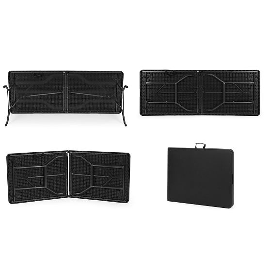 Cateringový stůl 180 cm skládací do kufru černý ModernHome