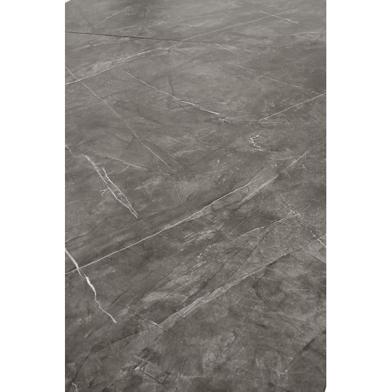 CHARLES rozkládací stůl, deska - šedý mramor, nohy - černé