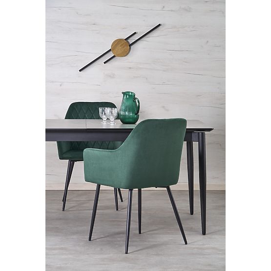 CHARLES rozkládací stůl, deska - šedý mramor, nohy - černé