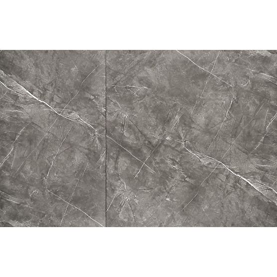 CHARLES rozkládací stůl, deska - šedý mramor, nohy - černé