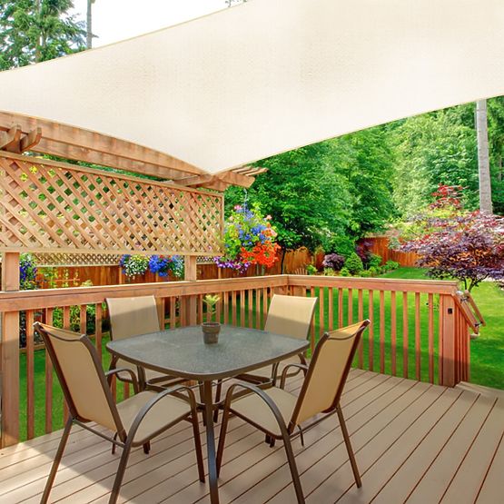 Čtvercová sluneční plachta 4x4m voděodolná stříška 4x4m ModernHome - béžová