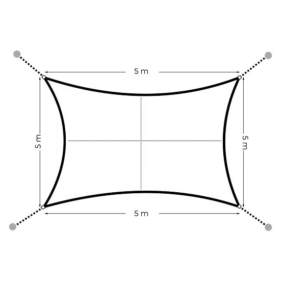 Čtvercová sluneční plachta 5x5m voděodolná stříška ModernHome - béžová