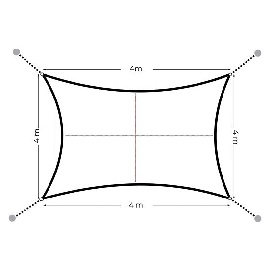 Stínicí čtvercová plachta voděodolná 4x4 m - šedá