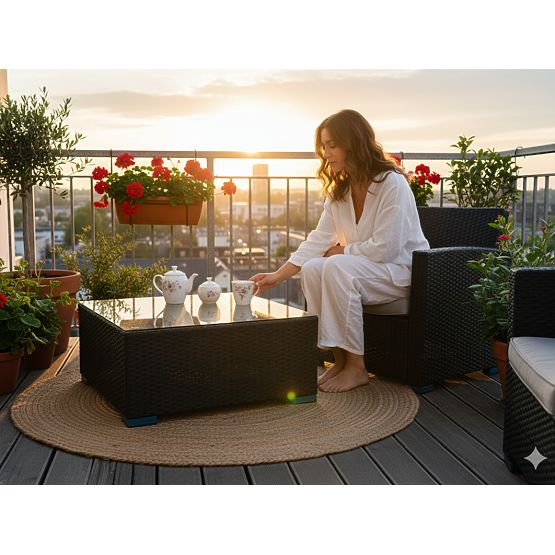 Čtvercový stůl z černého technoratanu