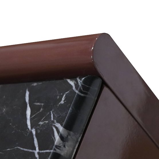 Čtyřdveřová komoda Loren, bordová/hnědá, mramor, lesklá