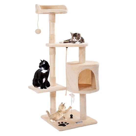 Čtyřúrovňové škrabadlo pro kočky Béžové PJ-042 85 cm