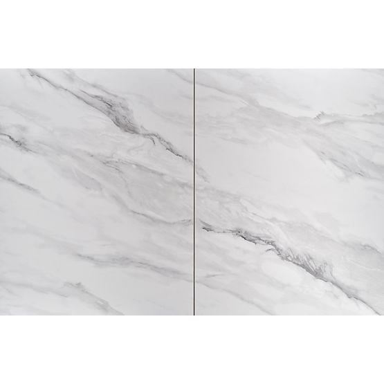 DANCAN rozkládací stůl, bílý mramor / šedý / světle šedý / černý 