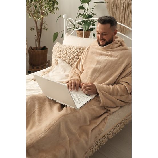 Deka CASHMERE TOUCH s rukávy - 150 x 210 cm (béžová)