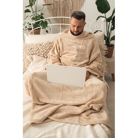 Deka CASHMERE TOUCH s rukávy - 150 x 210 cm (béžová)