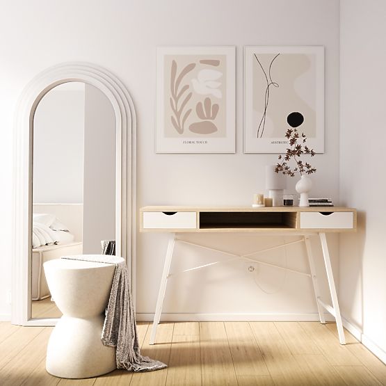 Dekorativní závěsné zrcadlo Giovanni 170x80 cm, bílé, zaoblené