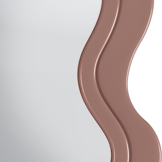 Dekorativní závěsné zrcadlo v dřevěném rámu Vale 177x75 cm, vlnité, organický tvar, mocha mo