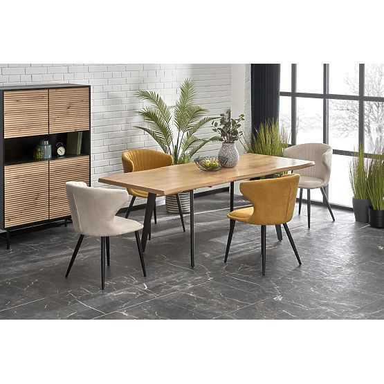 DICKSON 2 rozkládací stůl 150-210/90 cm, deska - přírodní, nohy - černé (2p=1ks)