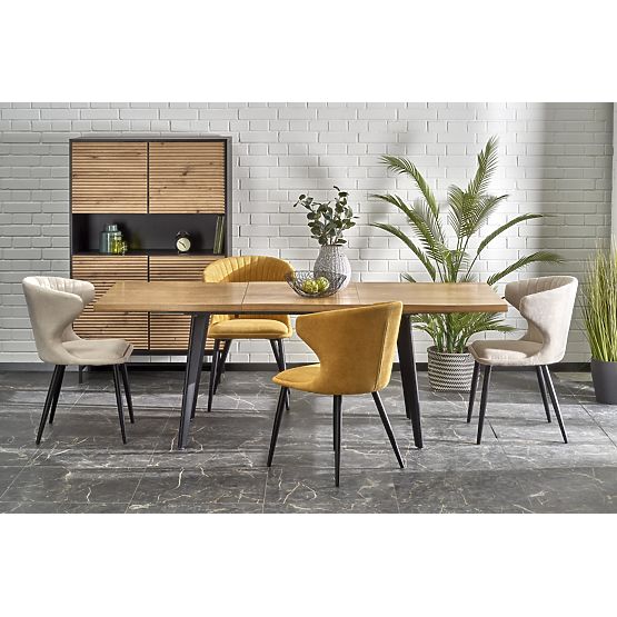 DICKSON 2 rozkládací stůl 150-210/90 cm, deska - přírodní, nohy - černé (2p=1ks)