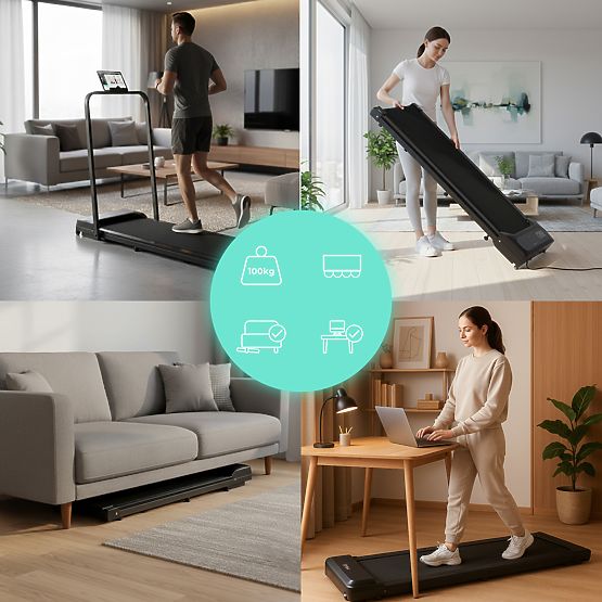 Domácí běžecký pás s elektrickým držákem walking pad tréninkový pod stůl 10 km/h ModernHome