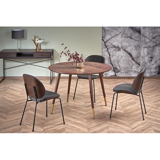 DOMENICO stůl deska - ořech, nohy - ořech / zlatá (2p=1ks)