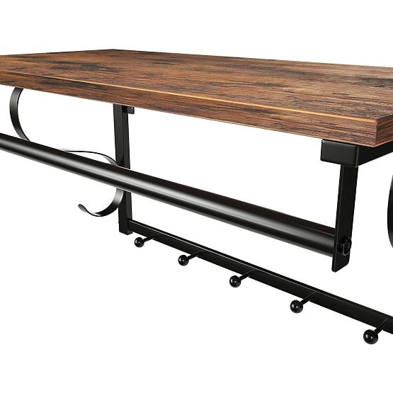 Dřevěná police s věšáky na oblečení LOFT