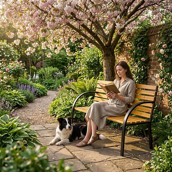 Dřevěná zahradní lavička s opěradlem 122x57 cm parková MultiGarden