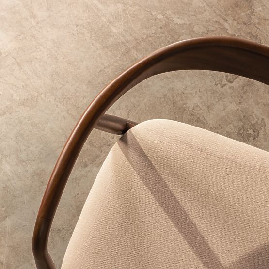 Dřevěná židle Ludvika, zaoblená, ořech/béžová