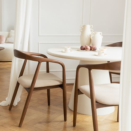 Dřevěná židle Ludvika, zaoblená, ořech/béžová