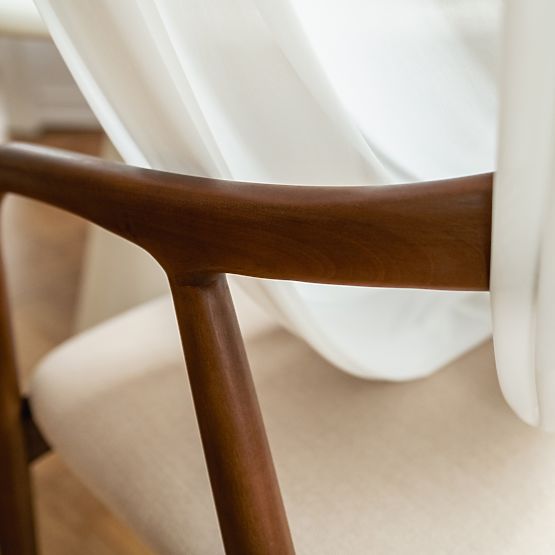 Dřevěná židle Ludvika, zaoblená, ořech/béžová