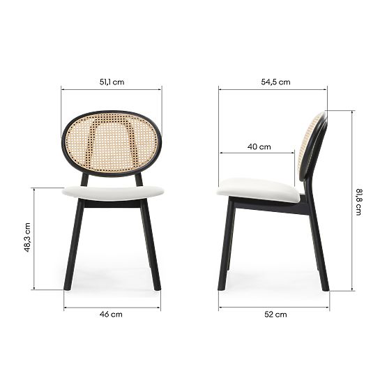 Dřevěná židle Monet s vídeňským výpletem, ratan, samet, černá/ecru