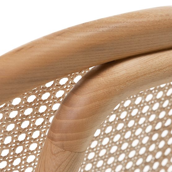 Dřevěná židle Monet s vídeňským výpletem, ratan, velur, přírodní/světle hnědá