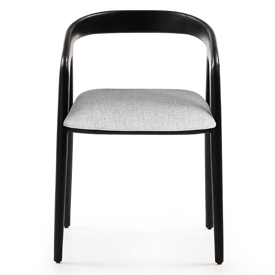 Dřevěná židle Sande zaoblená, černá/světle béžová, teakové dřevo