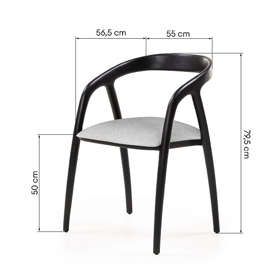 Dřevěná židle Sande zaoblená, černá/světle béžová, teakové dřevo