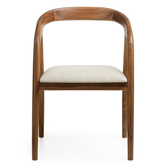 Dřevěná židle Sande zaoblená, přírodní/krémová, teakové dřevo