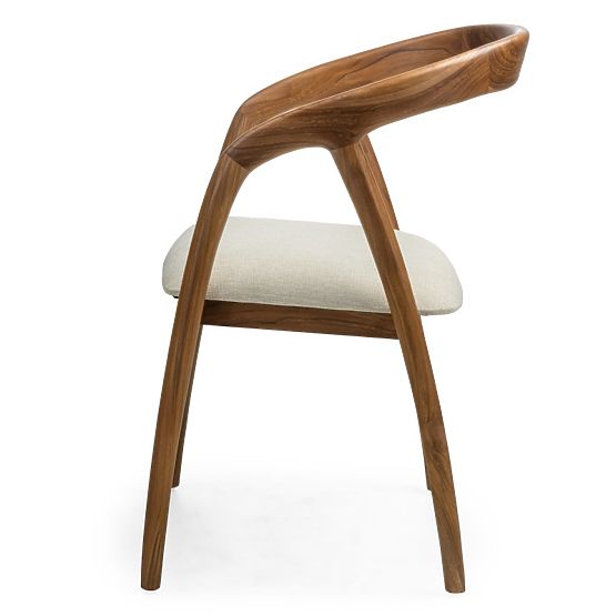 Dřevěná židle Sande zaoblená, přírodní/krémová, teakové dřevo