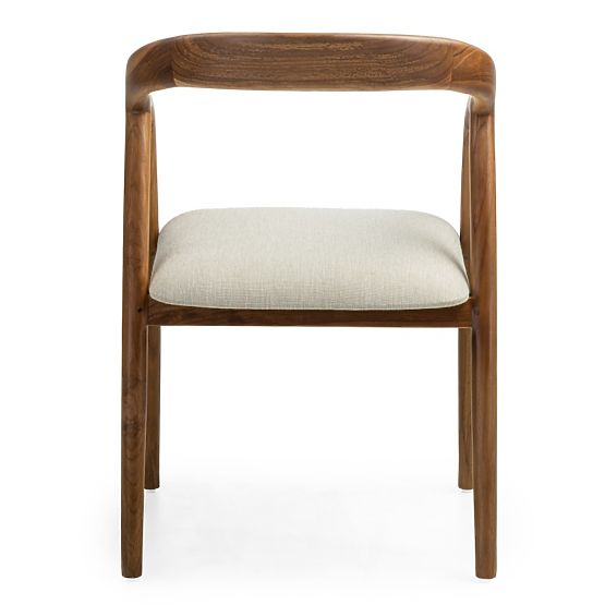 Dřevěná židle Sande zaoblená, přírodní/krémová, teakové dřevo