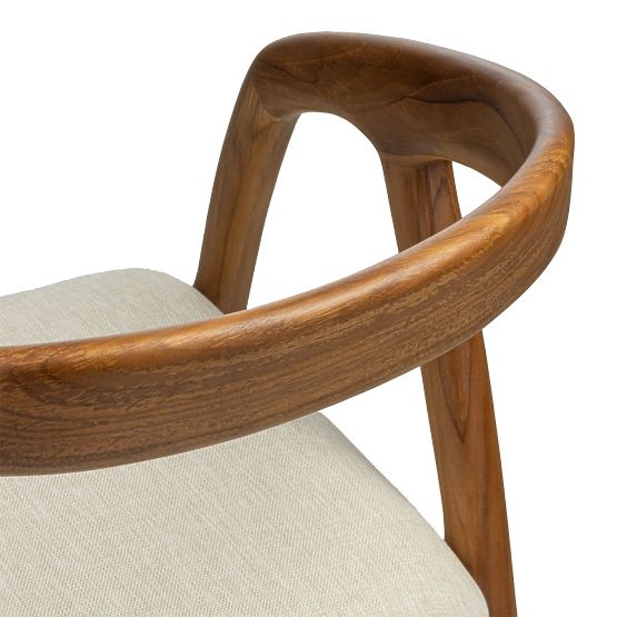 Dřevěná židle Sande zaoblená, přírodní/krémová, teakové dřevo