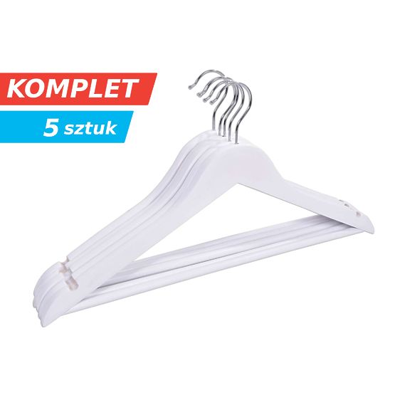 Dřevěný věšák RONDO sada 5 ks bílý
