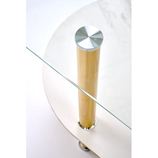 DUCAT konferenční stolek, bílý mramor / transparentní / zlatý (2p=1ks)