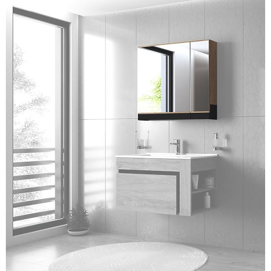 DUESA Zrcadlová skříňka 80/2D zlatý dub 