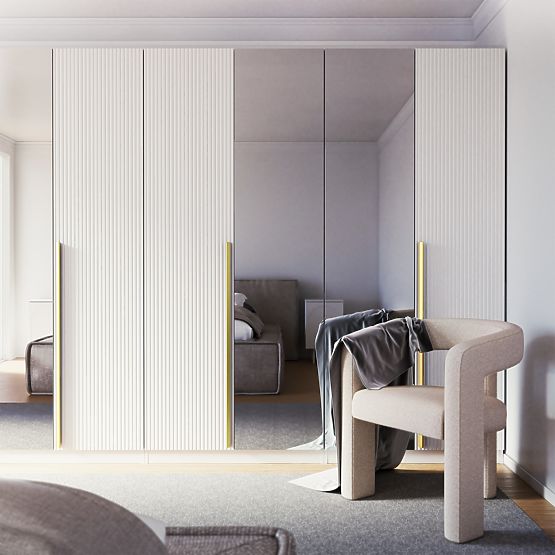 Dveře ke skříni Neroli, 45,6 cm, jednoduché drážky, bílá