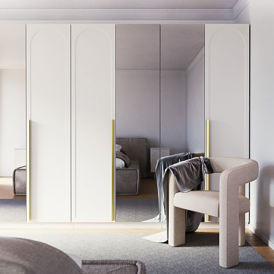 Dveře ke skříni Neroli, 45,6 cm, obloukový panel, bílý, pravý