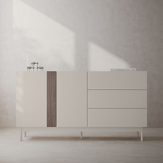 Dvoudveřová komoda se zásuvkami Berula, kašmírová, Ořech Villa