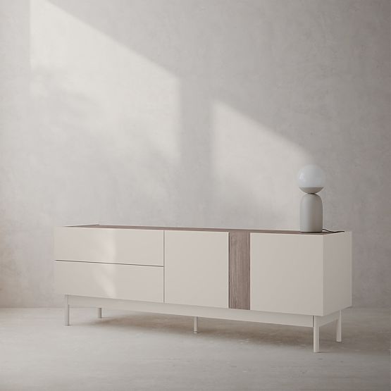 Dvoudveřová TV skříňka se zásuvkami Berula, kašmírová, Ořech Villa