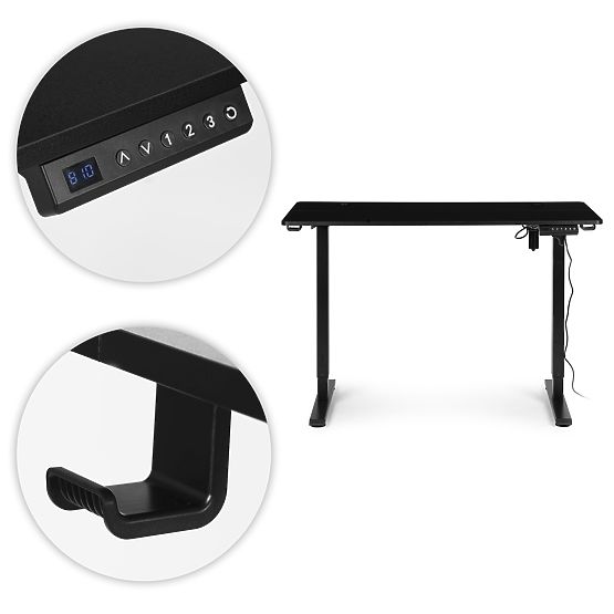 Elektrický nastavitelný stůl 120x60 cm výškově nastavitelný 72-117 cm černý ModernHome