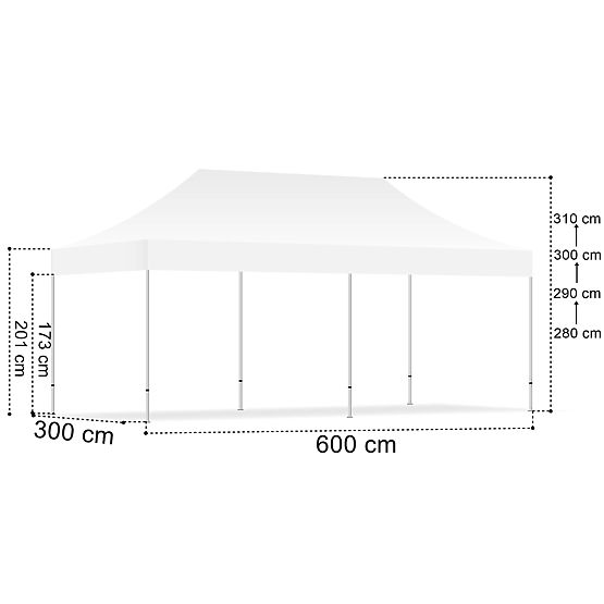Expresní obchodní pavilon - 3x6 m - bílý