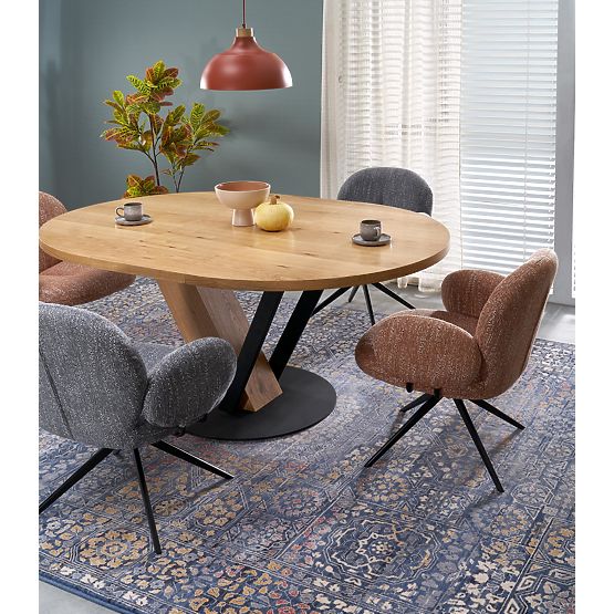 FANIS kulatý rozkládací stůl, přírodní / černý (3p=1ks)