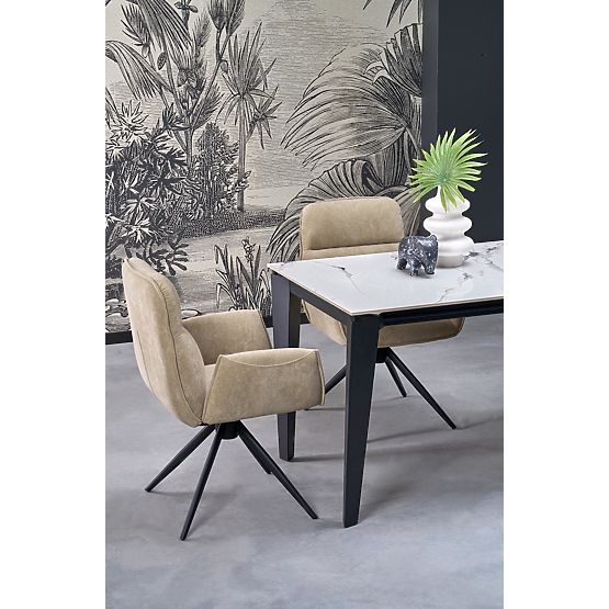 FELIX rozkládací stůl, deska - bílý mramor, nohy - černé (2p=1ks)