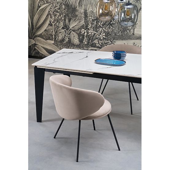 FELIX rozkládací stůl, deska - bílý mramor, nohy - černé (2p=1ks)