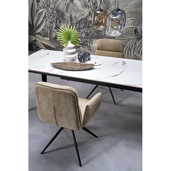 FELIX rozkládací stůl, deska - bílý mramor, nohy - černé (2p=1ks)